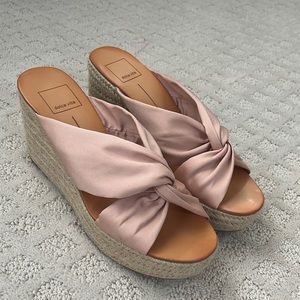 Dolce Vida Binney Blush Fabric Wedge Slides Size 8